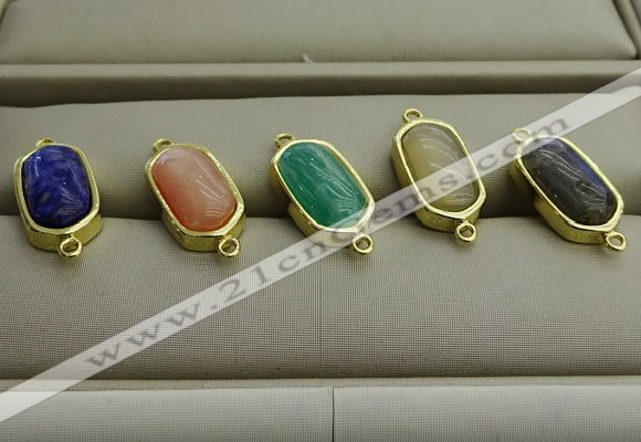 NGC5998 10*16mm oval mixed gemstone connectors wholesale