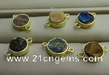 NGC6000 12mm coin plated druzy agate connectors wholesale