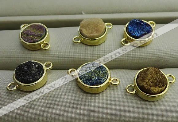 NGC6000 12mm coin plated druzy agate connectors wholesale