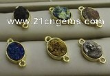 NGC6001 10*14mm oval plated druzy agate connectors wholesale