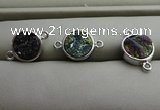 NGC6005 12mm coin plated druzy agate connectors wholesale