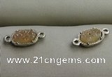 NGC6011 5*8mm oval plated druzy agate connectors wholesale