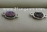 NGC6012 5*8mm oval plated druzy agate connectors wholesale