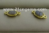 NGC6019 5*8mm oval plated druzy agate connectors wholesale