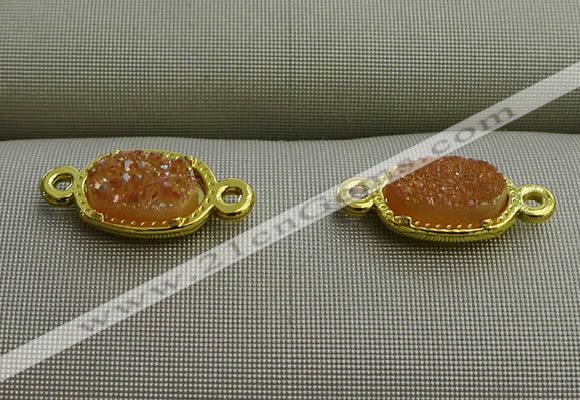 NGC6020 5*8mm oval plated druzy agate connectors wholesale