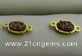 NGC6021 5*8mm oval plated druzy agate connectors wholesale