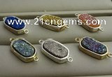 NGC6026 10*16mm oval plated druzy agate connectors wholesale