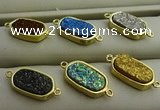 NGC6027 10*16mm oval plated druzy agate connectors wholesale