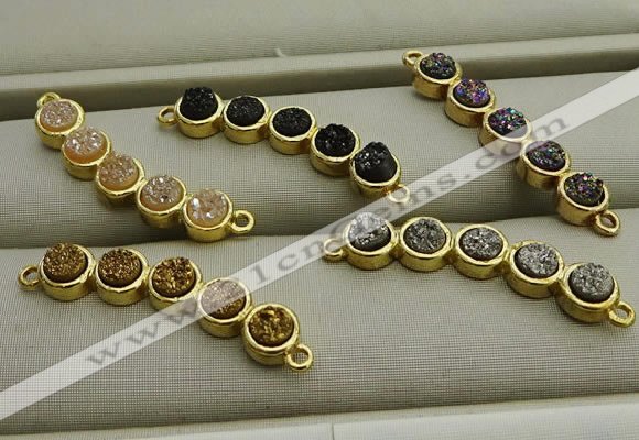 NGC6031 6*30mm plated druzy agate connectors wholesale