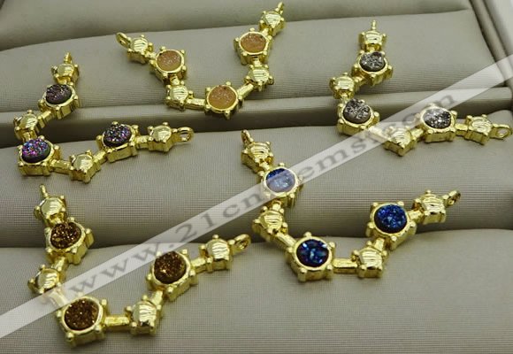 NGC6039 25*35mm plated druzy agate connectors wholesale