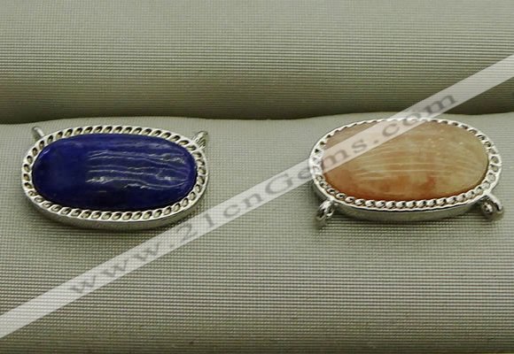 NGC6041 10*16mm oval mixed gemstone connectors wholesale