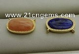 NGC6042 10*16mm oval mixed gemstone connectors wholesale