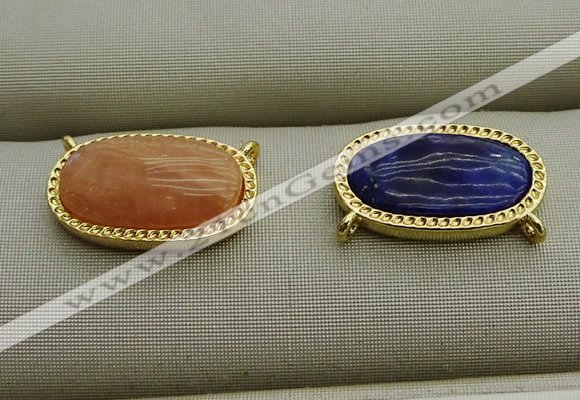 NGC6042 10*16mm oval mixed gemstone connectors wholesale