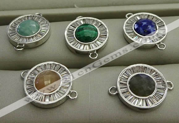 NGC6044 16mm coin mixed gemstone connectors wholesale