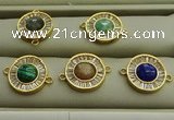 NGC6045 16mm coin mixed gemstone connectors wholesale