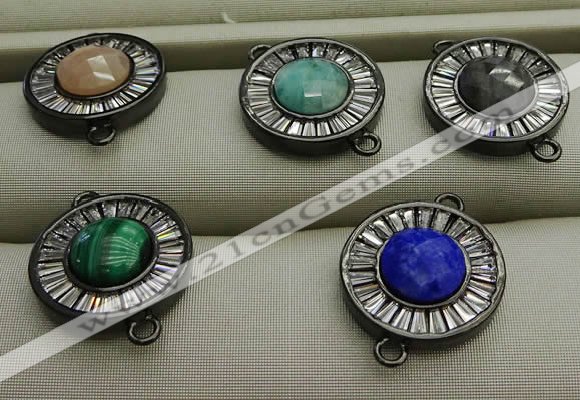 NGC6046 16mm coin mixed gemstone connectors wholesale