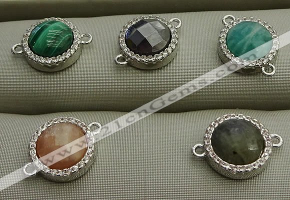 NGC6051 11mm coin mixed gemstone connectors wholesale