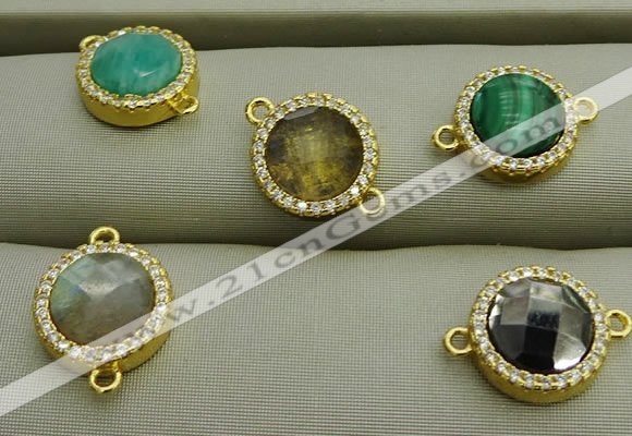 NGC6052 11mm coin mixed gemstone connectors wholesale