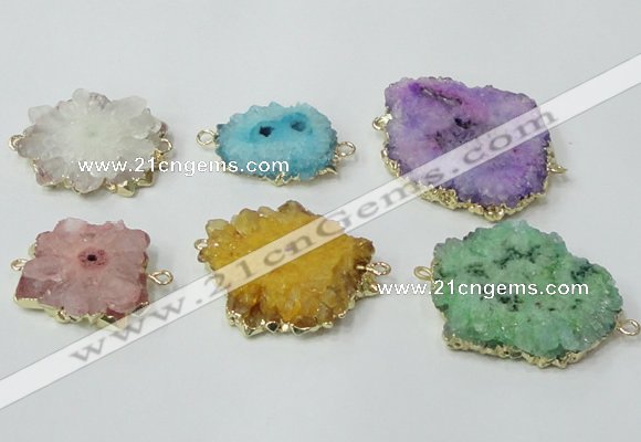 NGC606 15*20mm - 30*35mm freeform druzy agate connectors wholesale