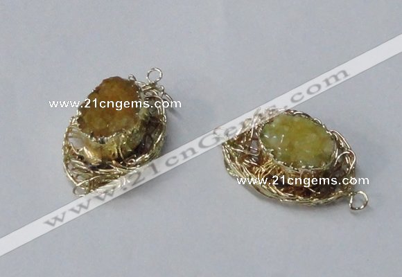 NGC609 22*30mm - 25*35mm freeform druzy agate connectors wholesale