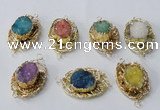 NGC615 22*30mm - 25*35mm freeform druzy agate connectors wholesale