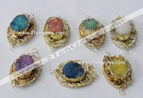 NGC615 22*30mm - 25*35mm freeform druzy agate connectors wholesale