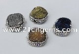 NGC634 24*25mm - 26*28mm freeform plated druzy agate connectors