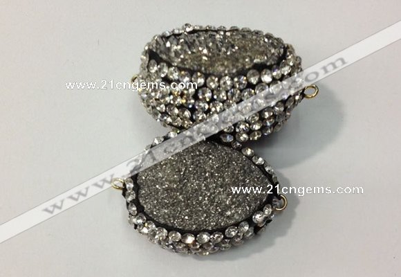 NGC635 20*28mm - 25*30mm freeform plated druzy agate connectors