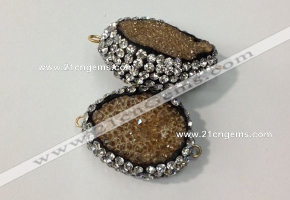 NGC636 20*28mm - 25*30mm freeform plated druzy agate connectors