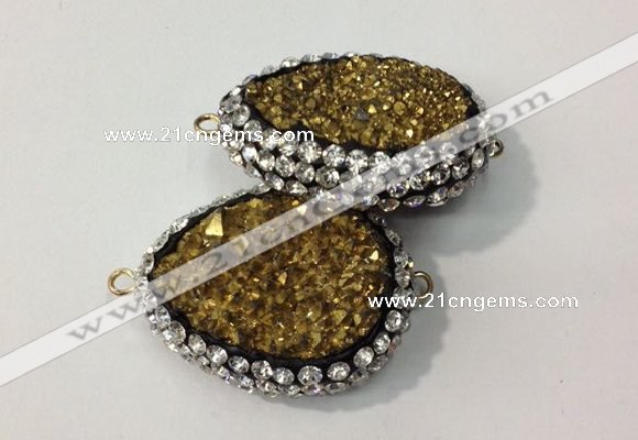 NGC637 20*28mm - 25*30mm freeform plated druzy agate connectors