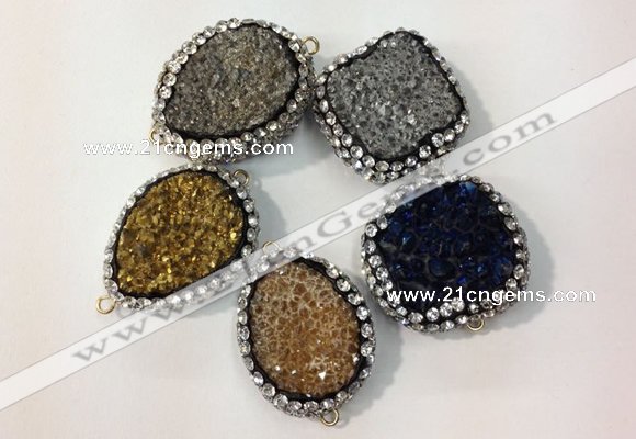 NGC638 20*28mm - 25*30mm freeform plated druzy agate connectors