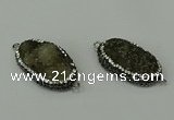 NGC6501 20*35mm freeform druzy agate connectors wholesale