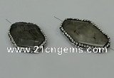 NGC6508 25*30mm - 25*40mm freeform black rutilated quartz connectors