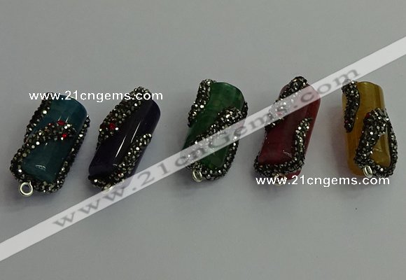 NGC6527 12*25mm tube agate gemstone connectors wholesale