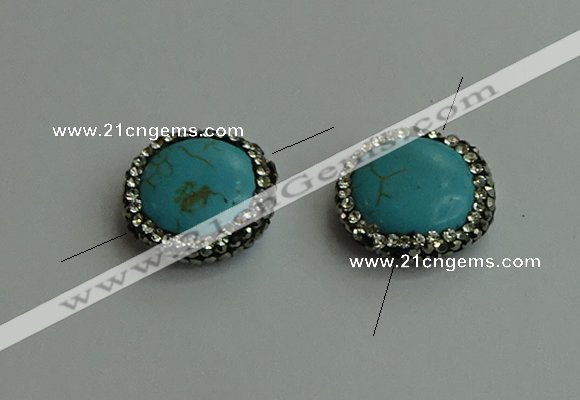 NGC6552 18mm flat round turquoise connectors wholesale