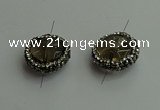 NGC6580 18mm - 20mm flat round smoky quartz connectors wholesale