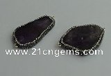 NGC6628 25*40mm - 35*40mm freeform amethyst connectors