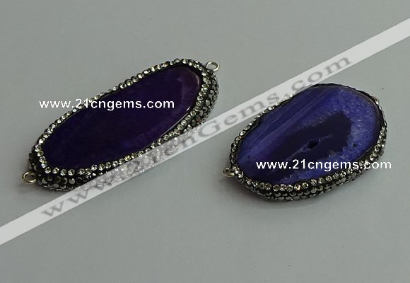 NGC6632 25*40mm - 30*55mm freeform agate connectors wholesale