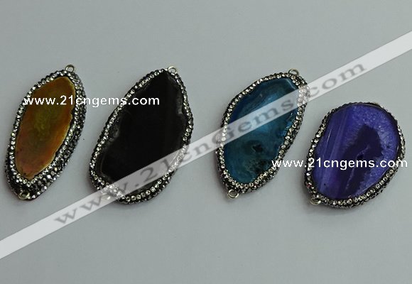 NGC6638 25*40mm - 30*55mm freeform agate connectors wholesale