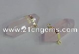 NGC665 10*35mm - 15*40mm faceted nuggets rose quartz connectors