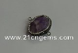 NGC6654 18*25mm faceted freeform amethyst connectors