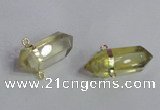 NGC666 10*35mm - 15*40mm faceted nuggets lemon quartz connectors