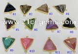 NGC7003 20*20mm faceted triangle plated druzy agate connectors