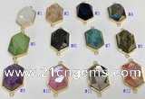 NGC7006 18*25mm faceted hexagon plated druzy agate connectors