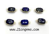 NGC7030 11*15mm faceted rectangle lapis lazuli connectors