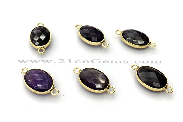 NGC7044 11*15mm faceted oval amethyst connectors