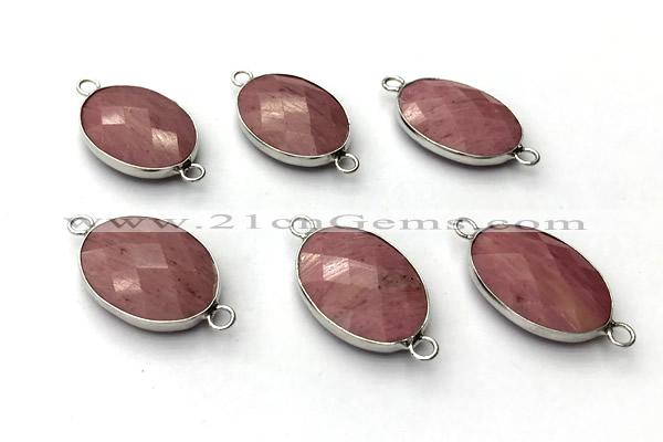 NGC7062 17*22mm faceted oval pink wooden jasper connectors