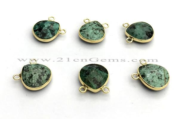 NGC7070 14mm faceted flat teardrop African turquoise connectors