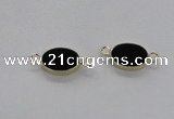 NGC717 13*18mm oval black agate gemstone connectors wholesale