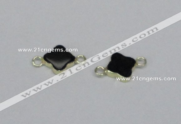 NGC721 14mm flower black agate gemstone connectors wholesale